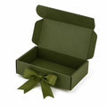 Geschenkbox 25 x 18 x 8 cm aus Karton Grün mit Schleife faltbar
