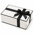 Geschenkbox 30 x 20 x 10 cm aus Karton Weiß Schwarz mit Schleife zum Verpacken