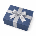 Geschenkbox 25 x 20 x 8 cm aus Karton Blau Silber mit Schleife