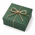 Geschenkbox 20 x 20 x 8 cm aus Karton in Dunkelgrün mit Juteband - quadratisch für Geschenkverpackungen