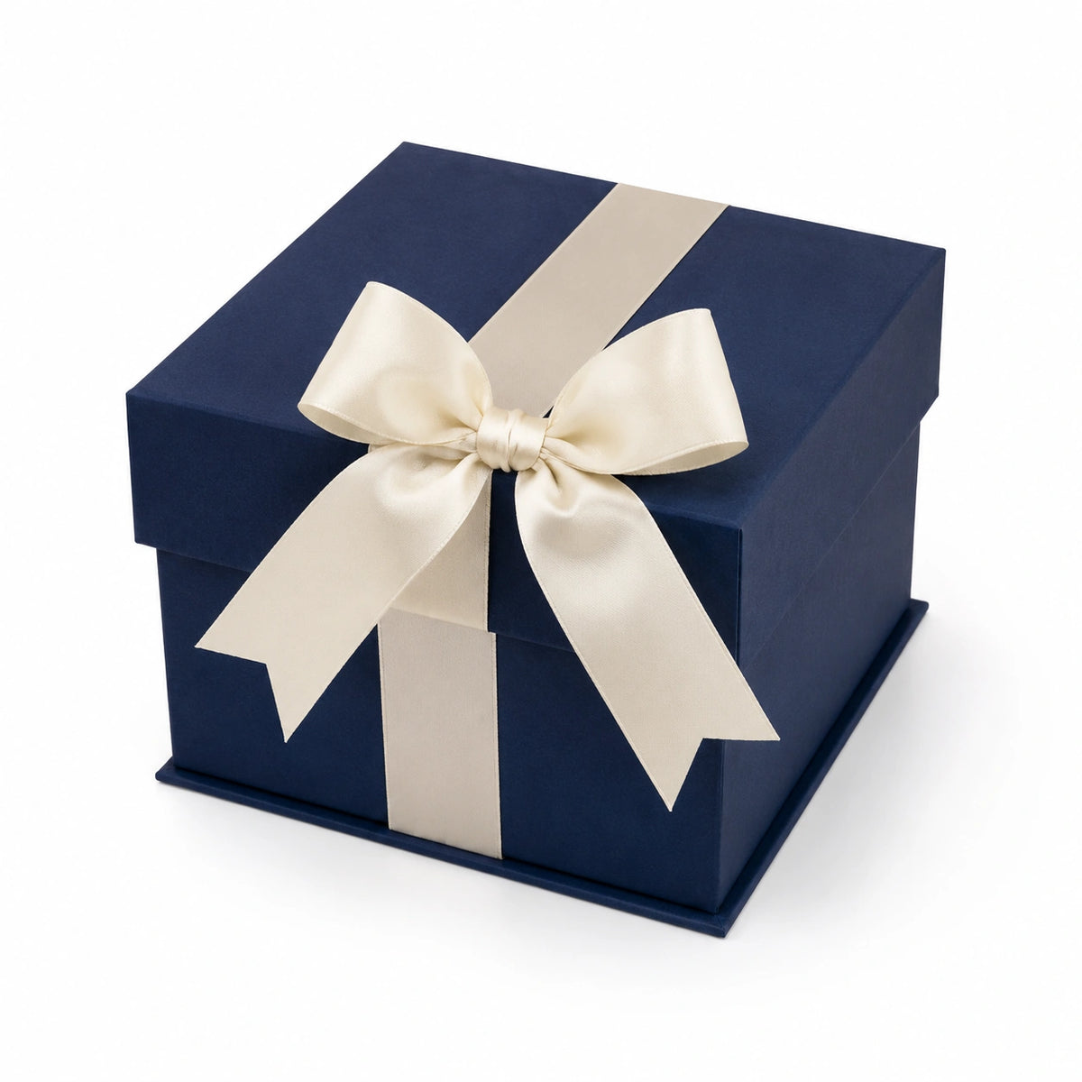 Geschenkbox 20 x 20 x 12 cm aus Karton in Dunkelblau mit Satinband zum Verschenken