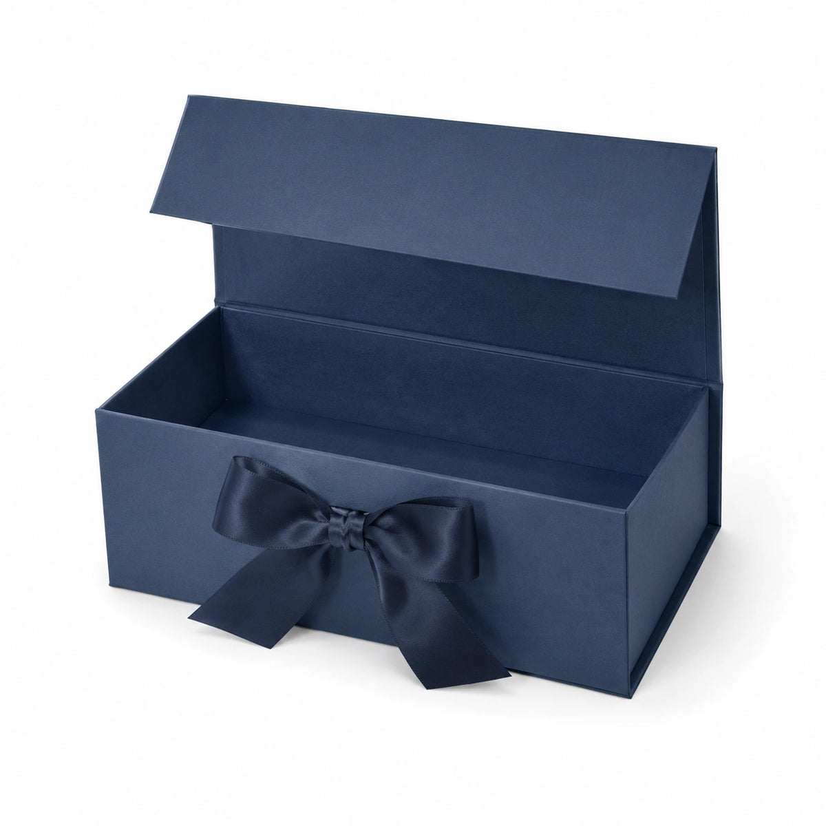 Geschenkbox 30 x 20 x 12 cm aus Karton Dunkelblau mit Satinband Klappdeckel
