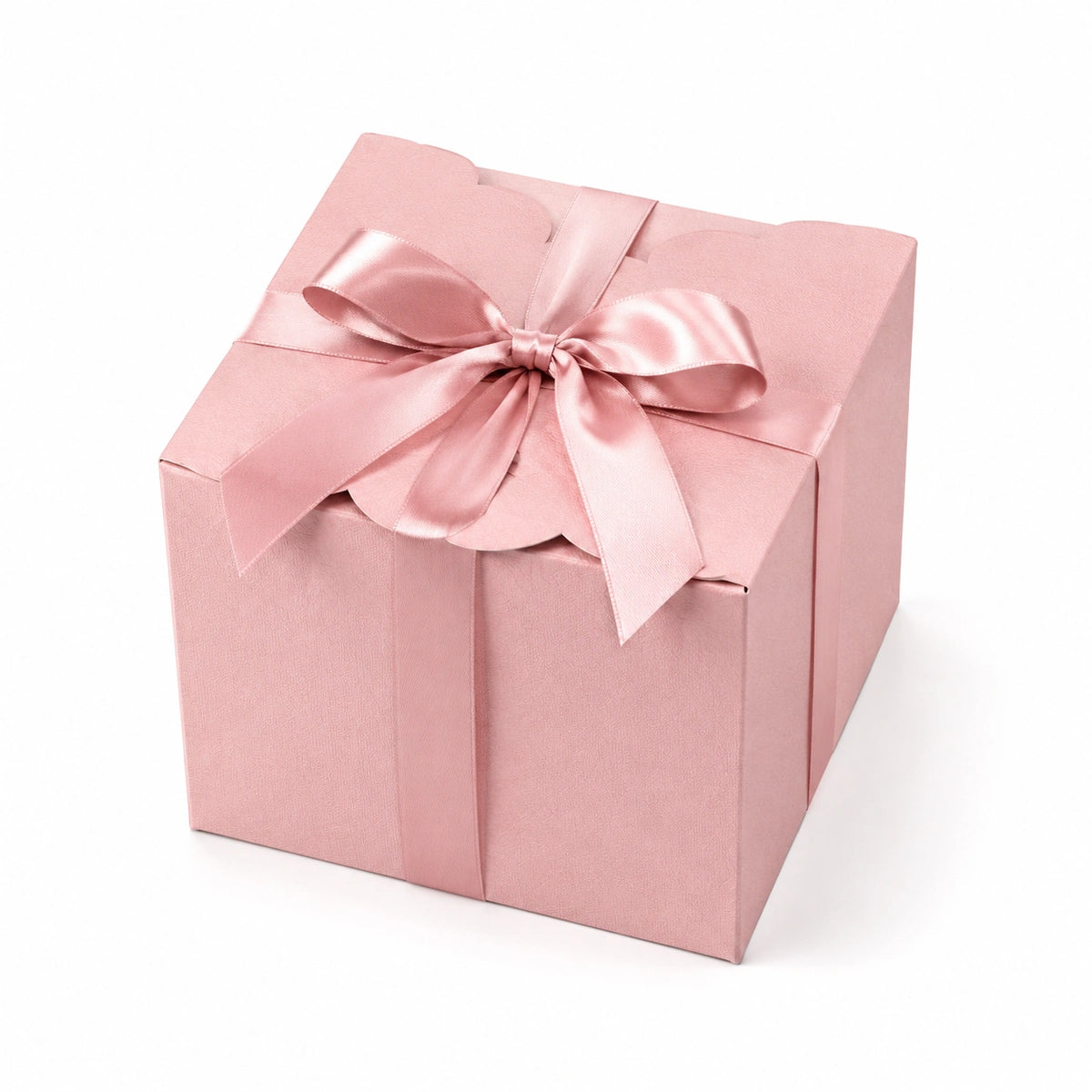 Geschenkbox 20 cm Rosa Karton mit Satinschleife quadratisch