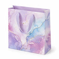 Geschenktüte 26 x 12 x 32 cm aus Papier in Lila Blau mit Marmoroptik und Tragegriffen