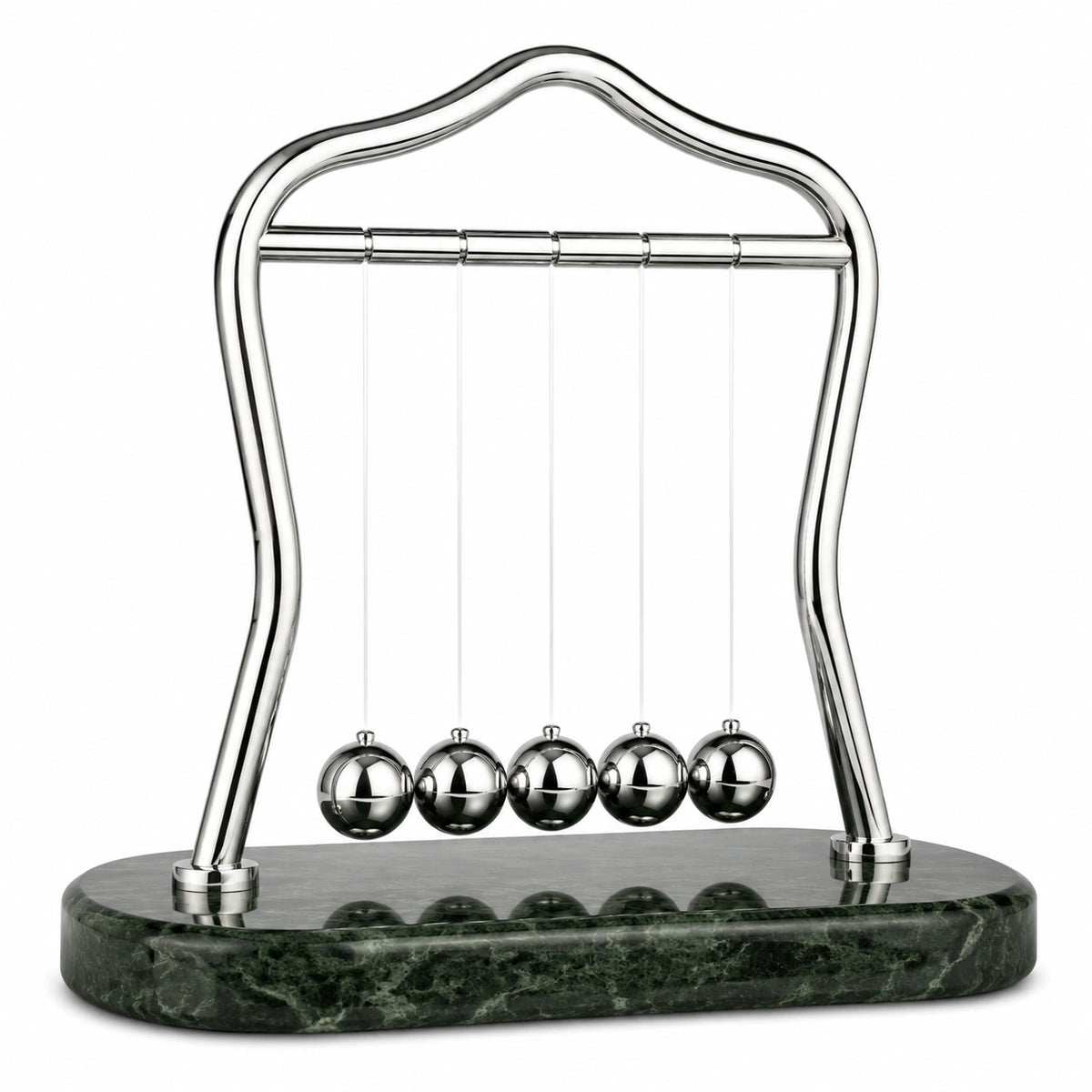 Newton-Pendel 25 x 10 x 25 cm aus Metall und Marmor Grün Silber für Schreibtisch Physikdekoration