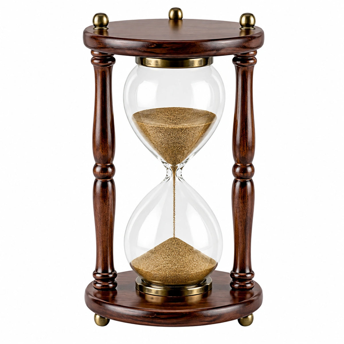 Sanduhr 20 x 40 cm Holz Glas Braun Gold Klassisch Dekorativ