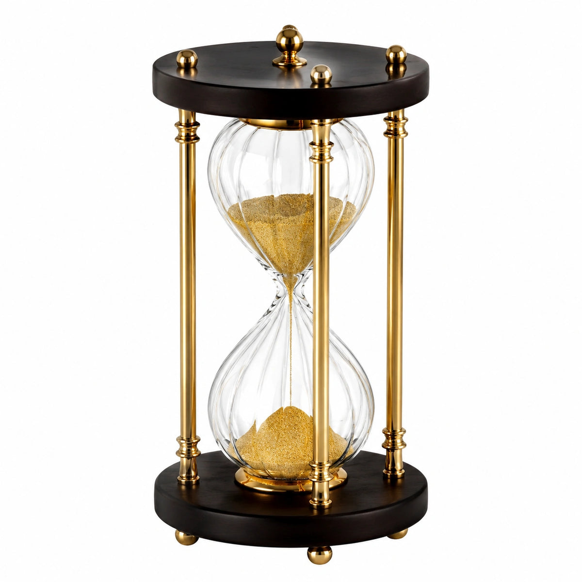 Sanduhr 38 cm Glas Metall Schwarz Gold dekorativ umdrehbar