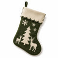 Weihnachtsstrumpf 45 cm aus Filz Grün Creme mit Aufhängeschlaufe Wintermotiv